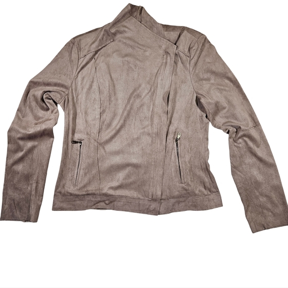 Kut From The Kloth Faux Seude Zip Up Jacket, Grey, Medium - Picture 9 of 16